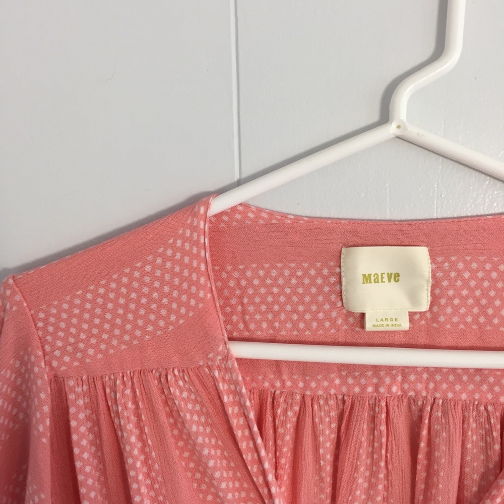 Maeve Pink Surplice Ruffle Sleeve Top - Picture 5 of 8